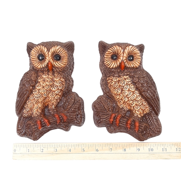 Vintage Foam Craft Brown Owls Wall Hanging Set of Two - Picture 5 of 9
